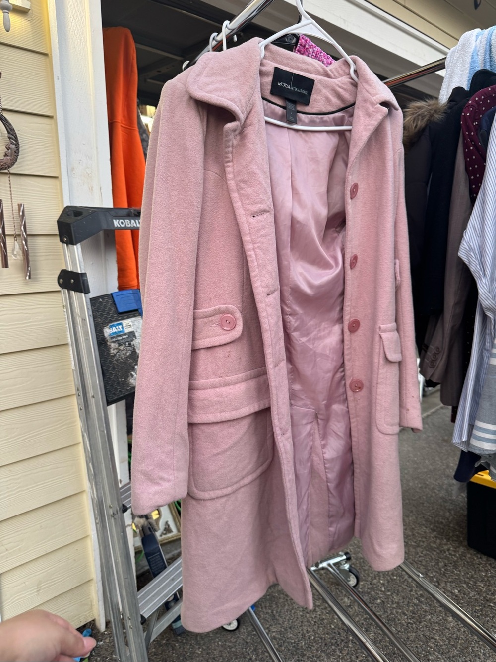 Moda International Pink Pea Coat with Button Front